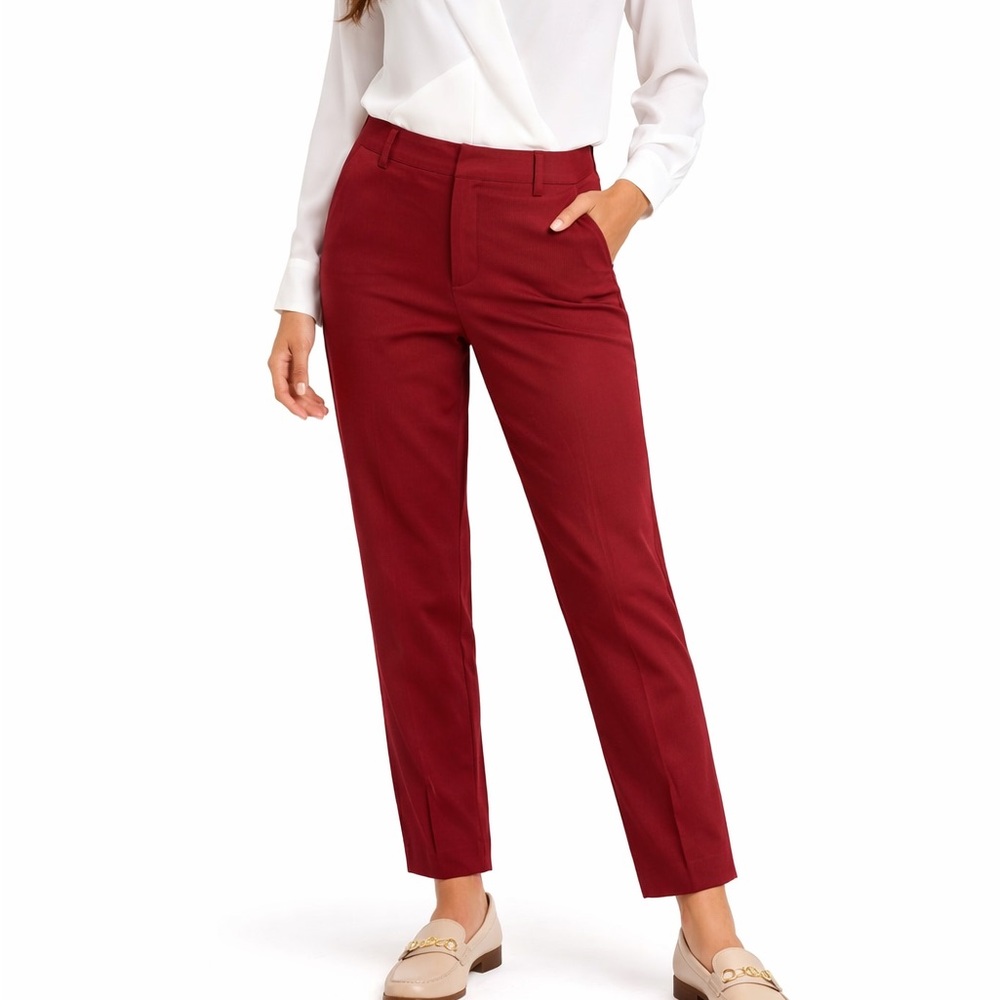 EUC The Loft Size 8 Burgundy Sateen Like Jogger Pants